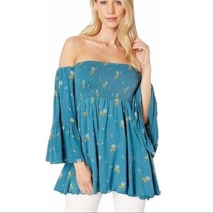 𝅺free People Mermaid Combo Lana Off Shoulder Tunic Top Size XS